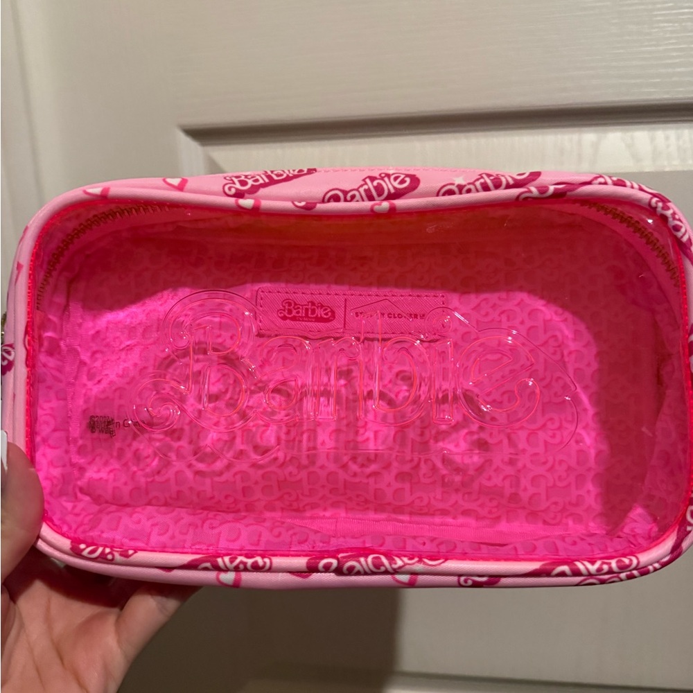 Barbie Hot Pink Clear Logo Cosmetic Pouch